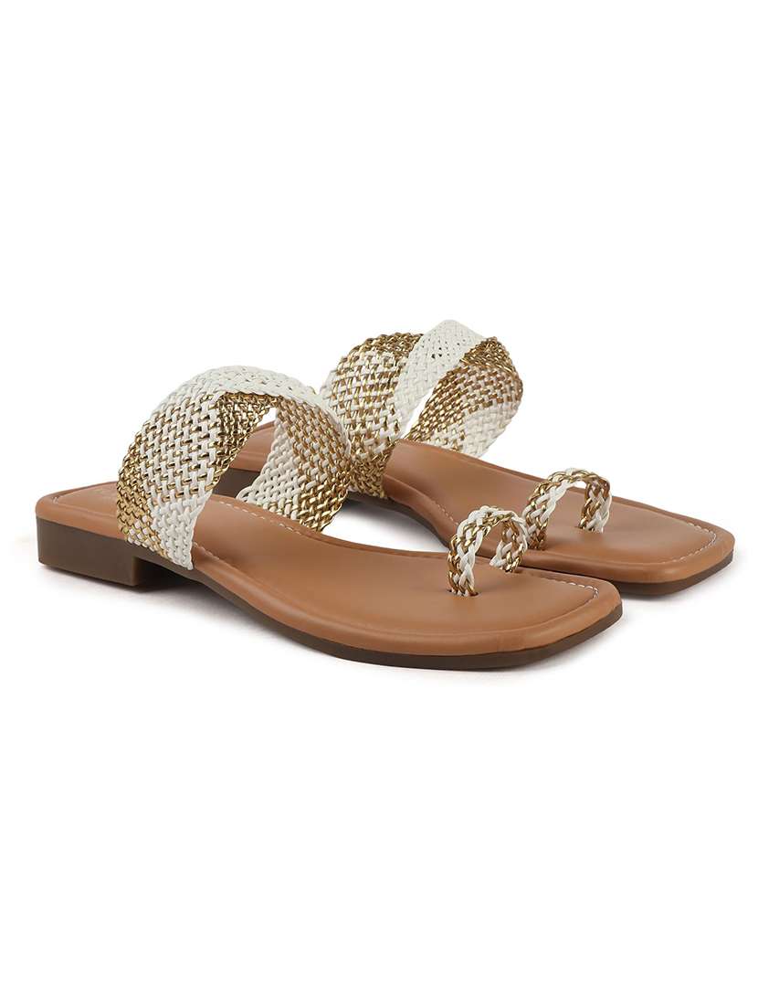 women textured one toe flat sandal - 22146153 -  Standard Image - 3