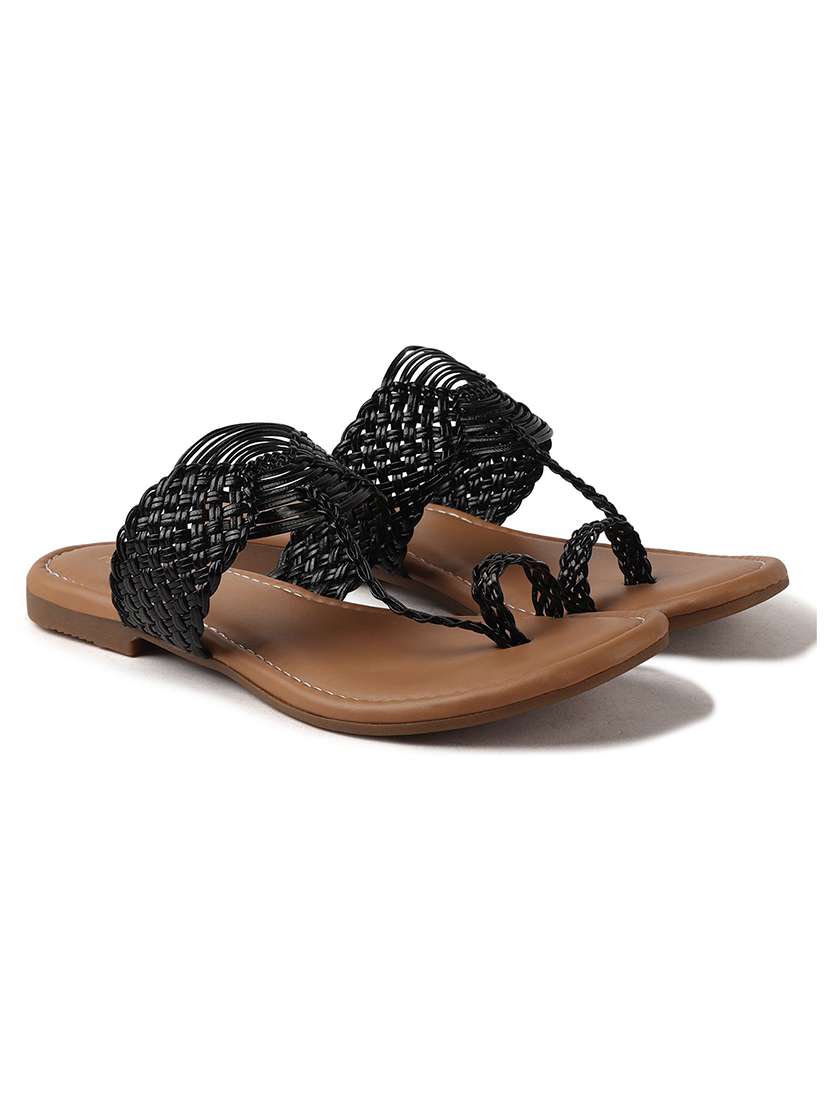 women textured one toe flat sandal - 22146154 -  Standard Image - 3
