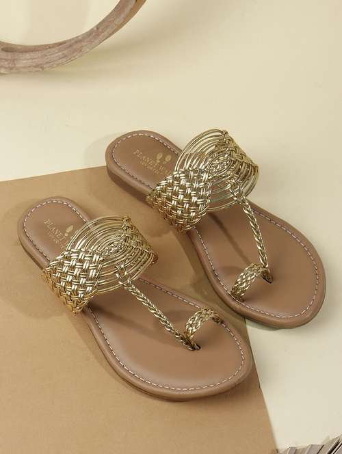 women textured one toe flat sandal - 22146155 -  Standard Image - 0