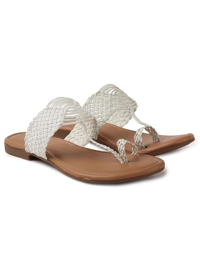 women textured one toe flat sandal - 22146156 -  Standard Image - 3
