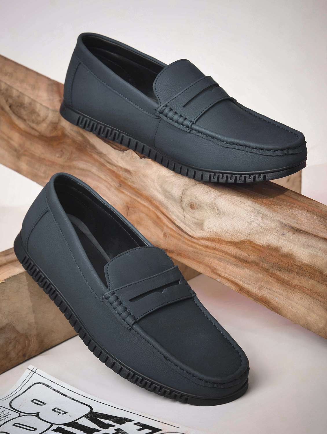 men navy blue slip on loafer