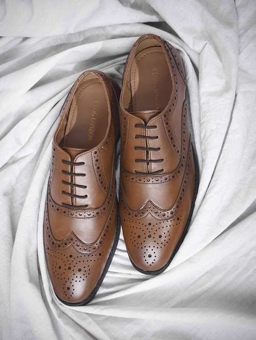 men tan lace-up brouge - 22146255 -  Standard Image - 0