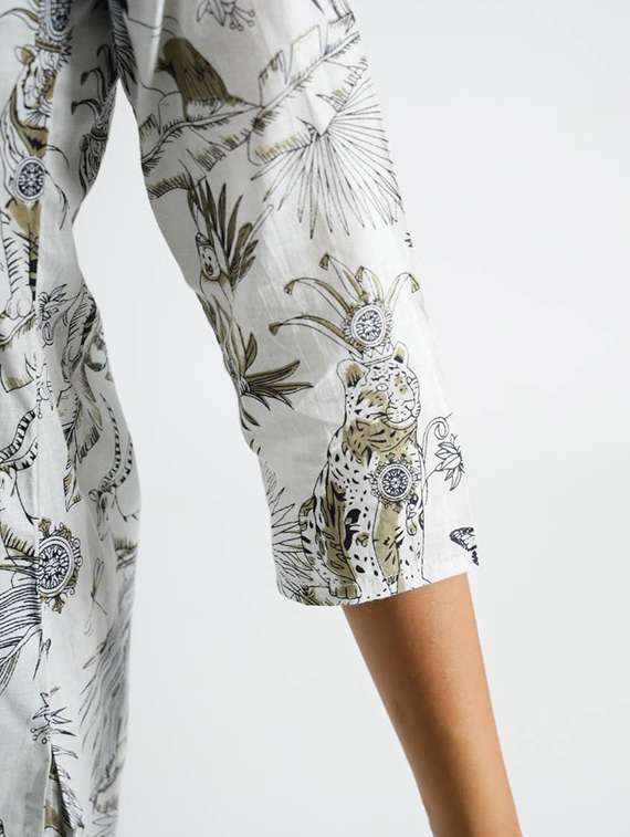 women three quarter sleeve regular fit ethnic co-ord set - 22146287 -  Standard Image - 5