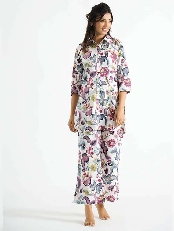 women three quarter sleeve regular fit ethnic co-ord set