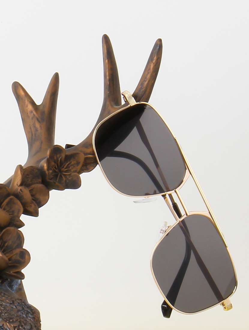 ted smith unisex aviator gold black sunglasses with uv protected lenses