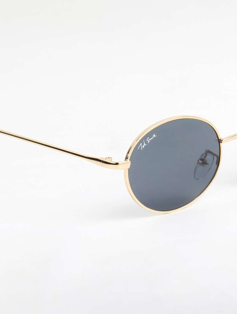 ted smith unisex metal oval gold black sunglasses with uv protected lenses - 22146505 -  Standard Image - 5