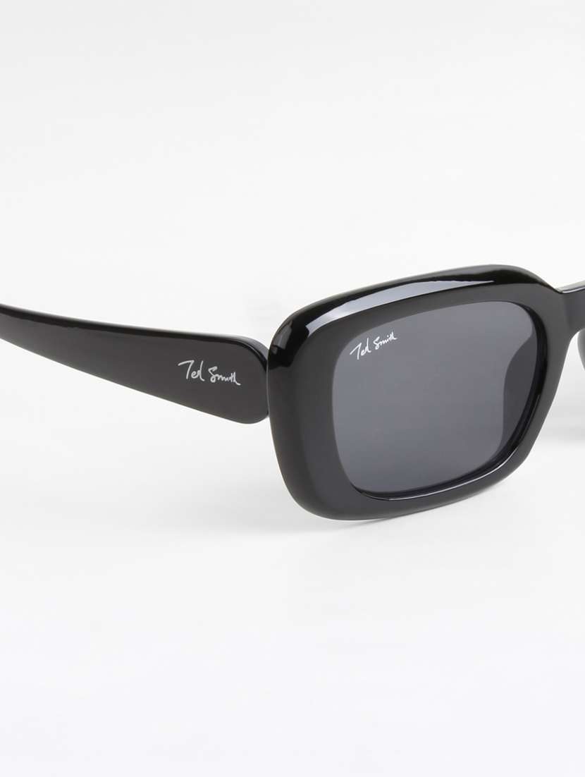 ted smith unisex rectangle black sunglasses with uv protected lenses - 22146510 -  Standard Image - 5