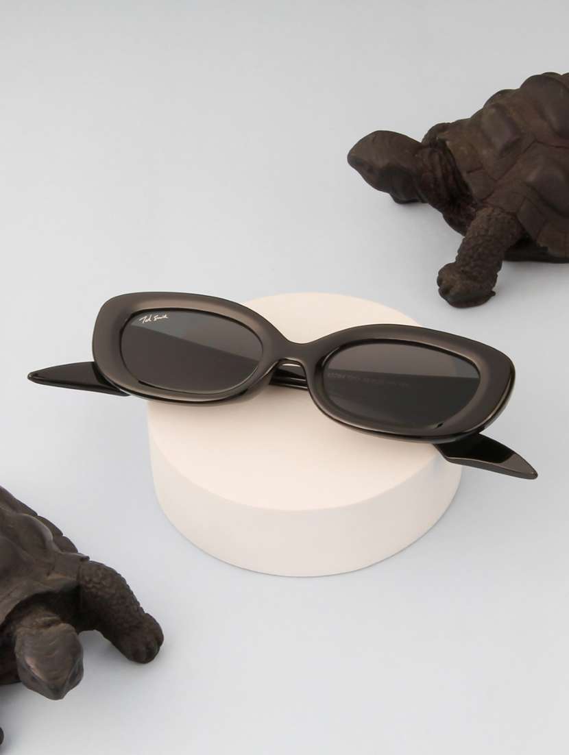 ted smith women oval black sunglasses with uv protected lenses - 22146511 -  Zoom Image - 0