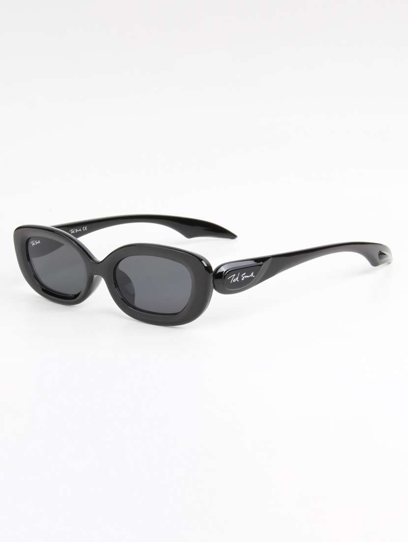 ted smith women oval black sunglasses with uv protected lenses - 22146511 -  Standard Image - 3