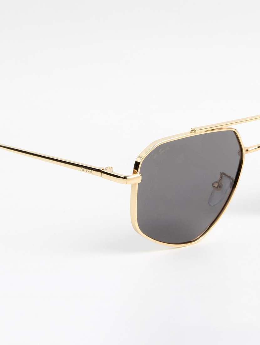 ted smith unisex aviator rhombus gold black sunglasses with uv protected lenses - 22146512 -  Standard Image - 5