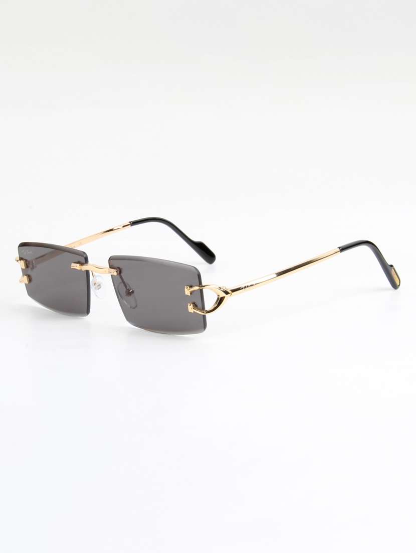 ted smith unisex rimless rectangle gold black uv protected sunglasses - 22146514 -  Standard Image - 3