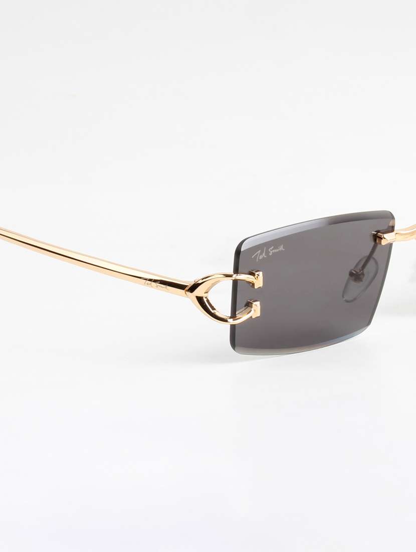 ted smith unisex rimless rectangle gold black uv protected sunglasses - 22146514 -  Standard Image - 5