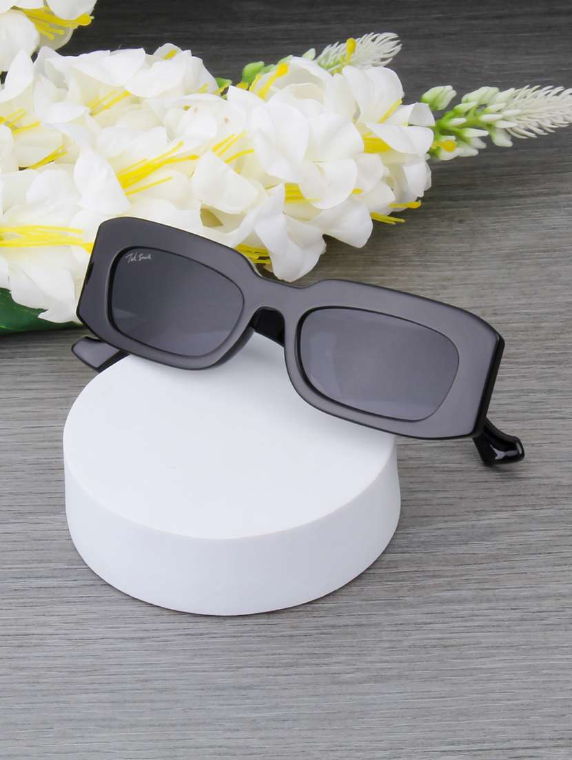 ted smith unisex rectangle black sunglasses with uv protected lenses - 22146516 -  Zoom Image - 0