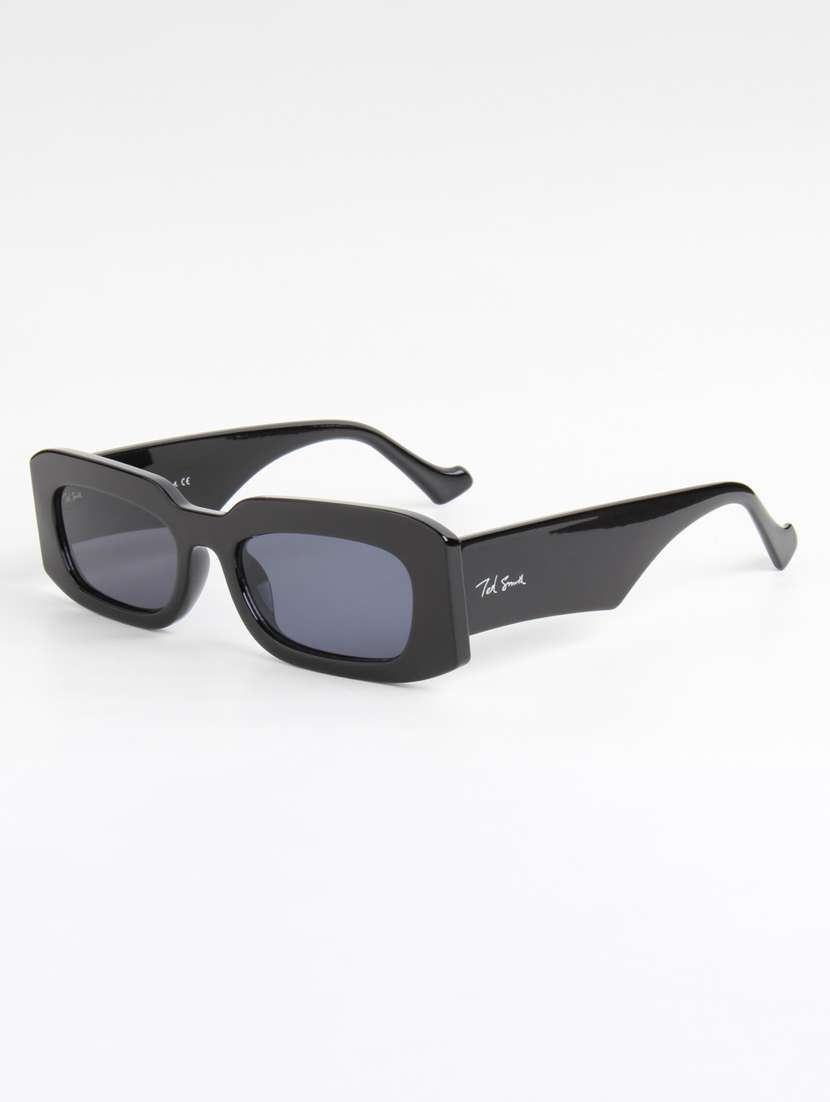 ted smith unisex rectangle black sunglasses with uv protected lenses - 22146516 -  Standard Image - 3