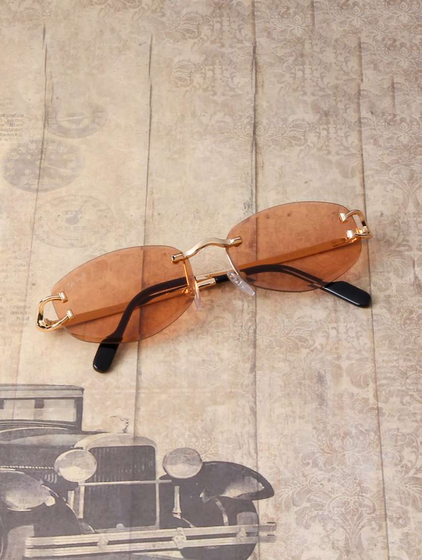 ted smith unisex rimless oval gold pink sunglasses with uv protected lenses - 22146520 -  Zoom Image - 0