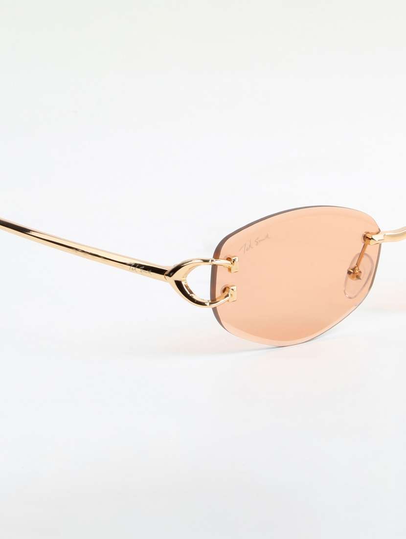 ted smith unisex rimless oval gold pink sunglasses with uv protected lenses - 22146520 -  Standard Image - 5
