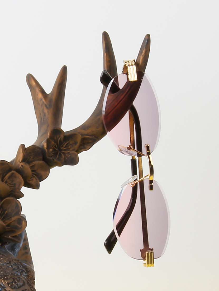 ted smith unisex rimless oval gold purple pink sunglasses with uv protected lenses - 22146524 -  Zoom Image - 0