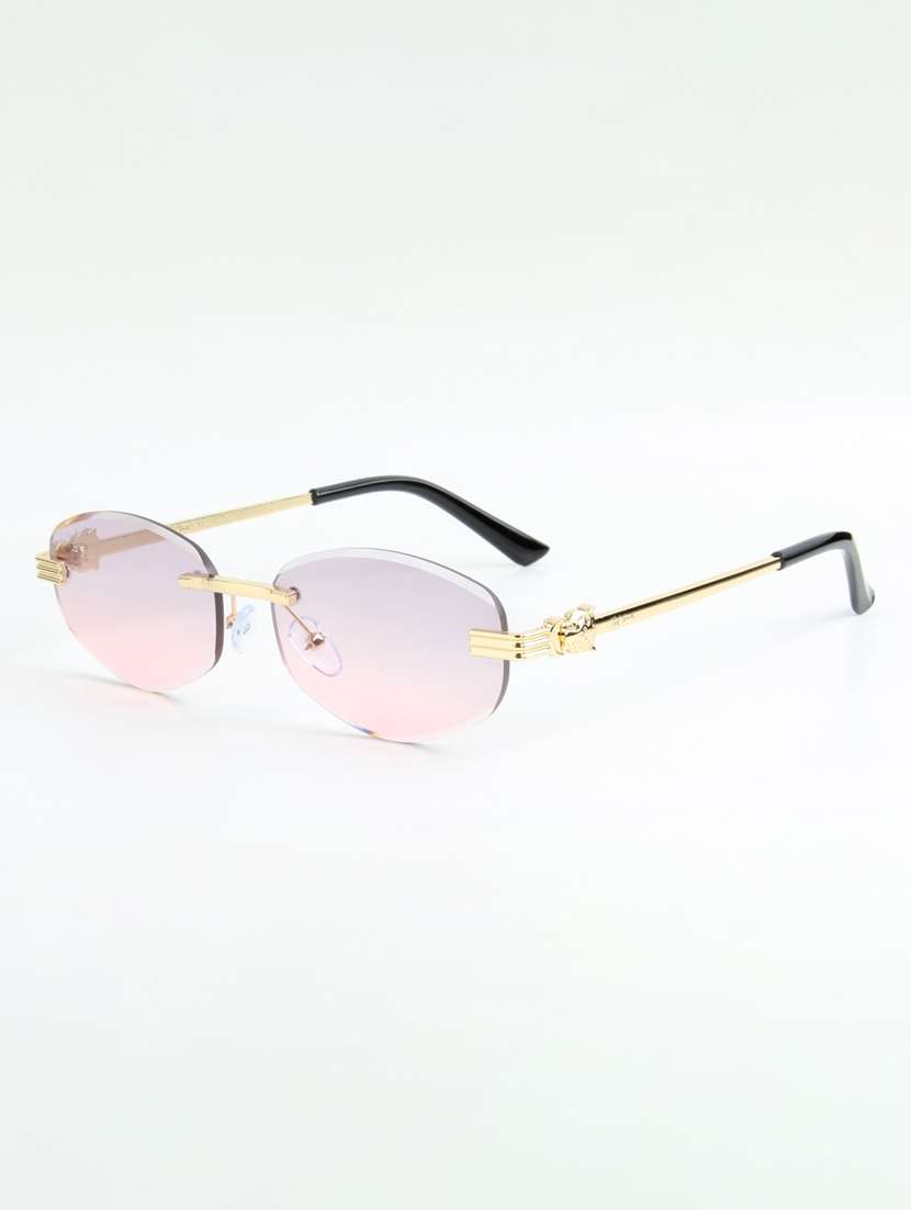 ted smith unisex rimless oval gold purple pink sunglasses with uv protected lenses - 22146524 -  Standard Image - 3