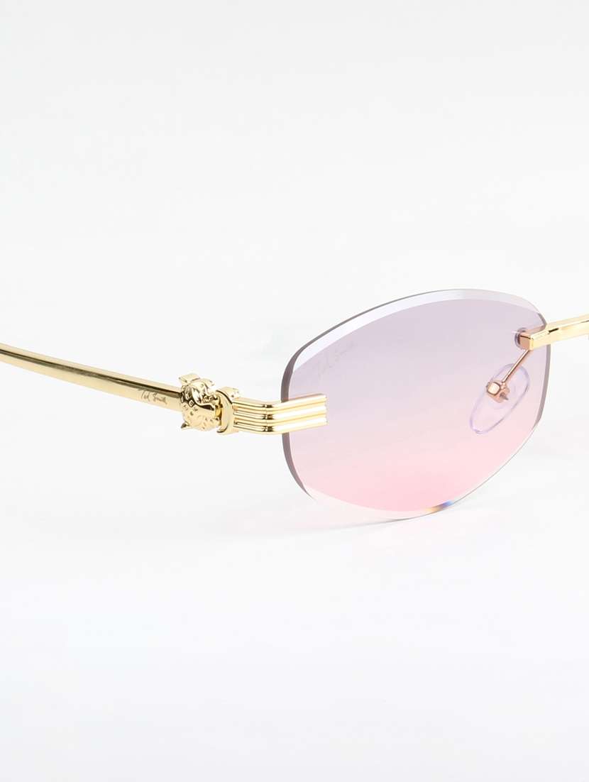 ted smith unisex rimless oval gold purple pink sunglasses with uv protected lenses - 22146524 -  Standard Image - 5