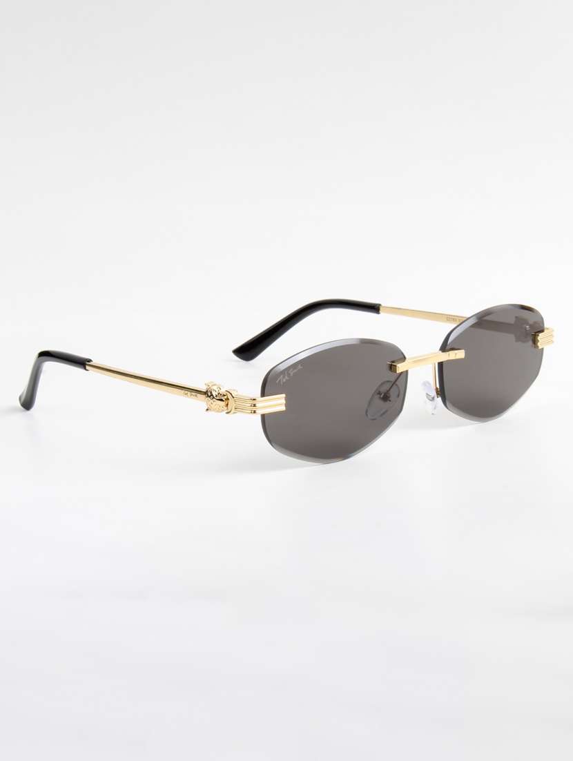 ted smith unisex rimless oval gold purple pink sunglasses with uv protected lenses - 22146525 -  Standard Image - 3