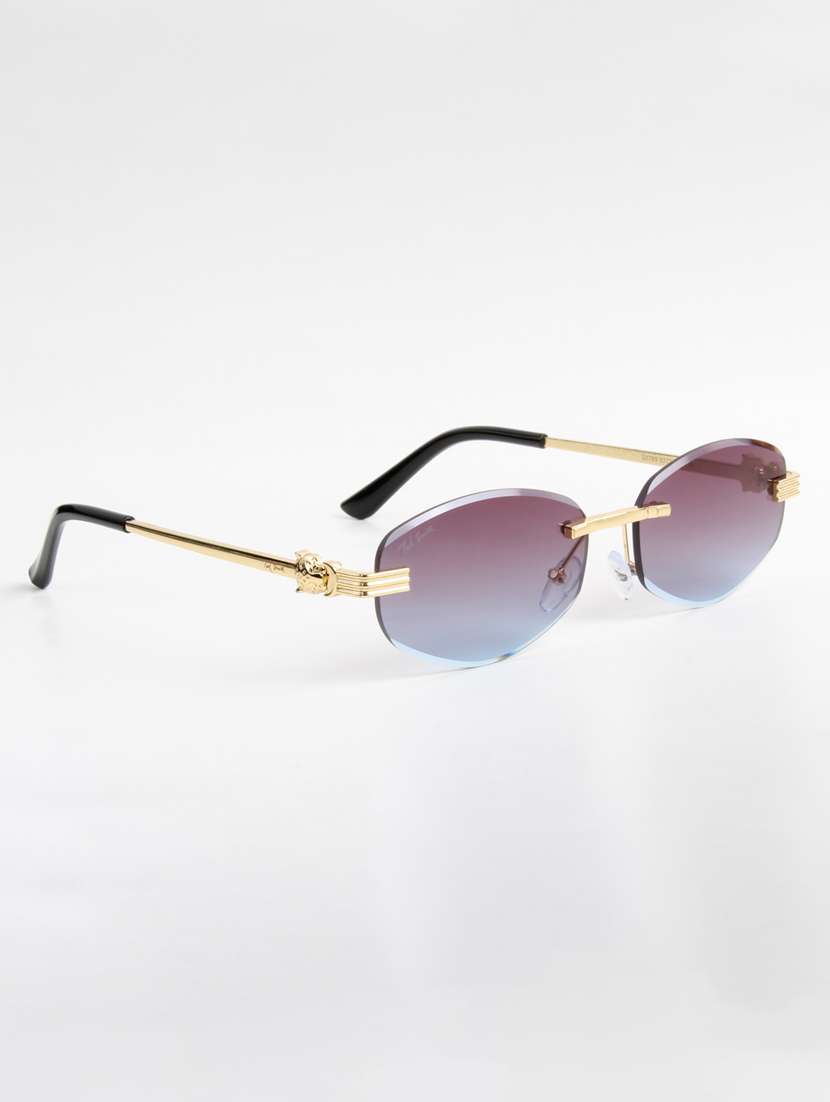 ted smith unisex rimless oval gold purple pink sunglasses with uv protected lenses - 22146526 -  Standard Image - 3
