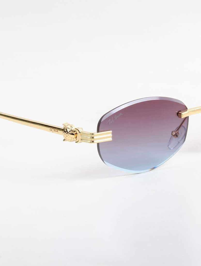 ted smith unisex rimless oval gold purple pink sunglasses with uv protected lenses - 22146526 -  Standard Image - 5