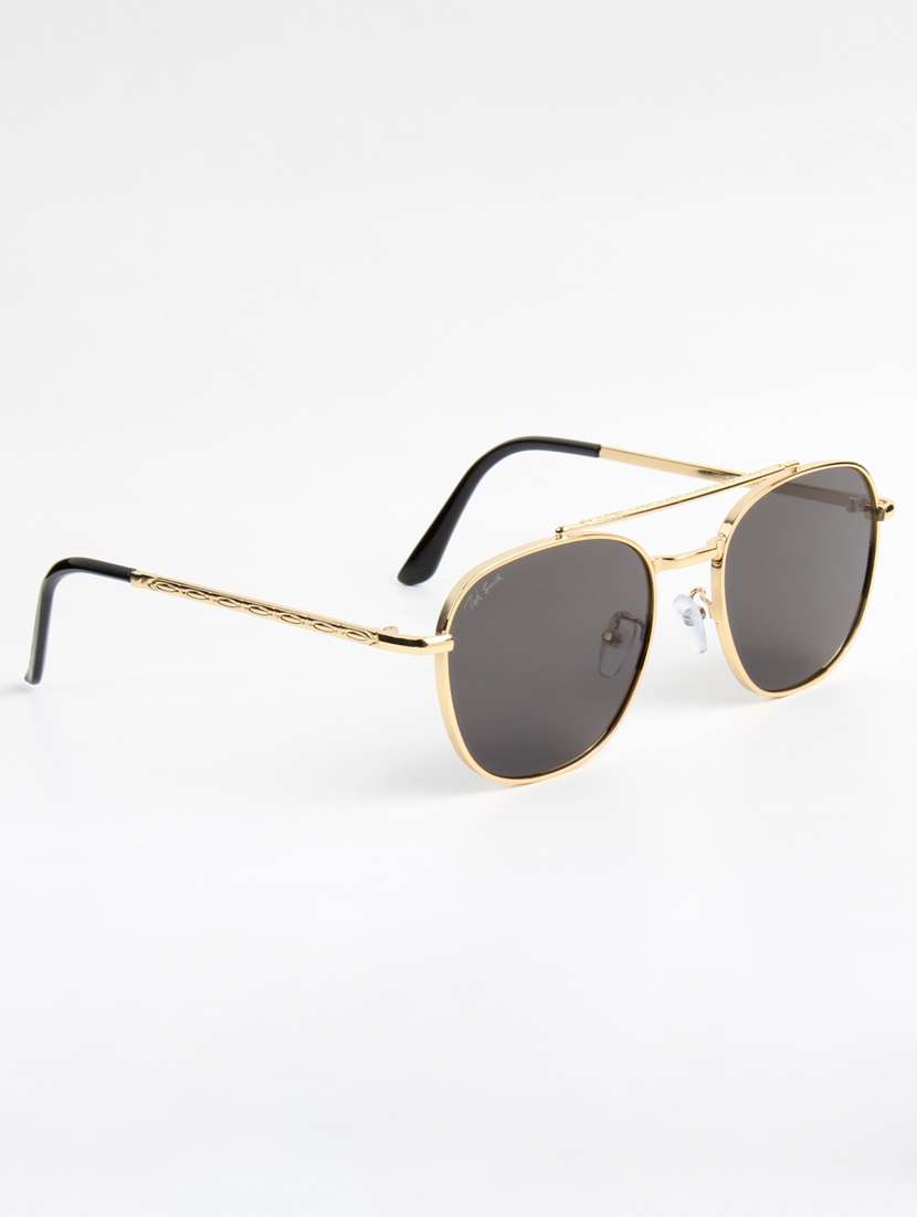 ted smith unisex aviator gold black sunglasses with uv protected lenses - 22146527 -  Standard Image - 3