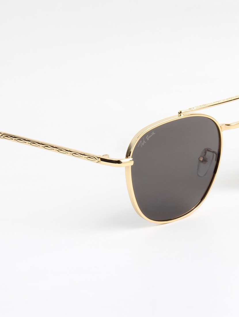 ted smith unisex aviator gold black sunglasses with uv protected lenses - 22146527 -  Standard Image - 5