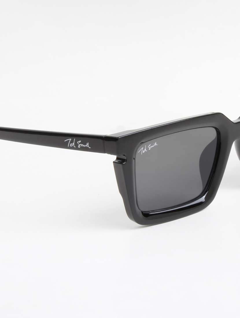 ted smith unisex rectangle black sunglasses with uv protected lenses - 22146529 -  Standard Image - 5
