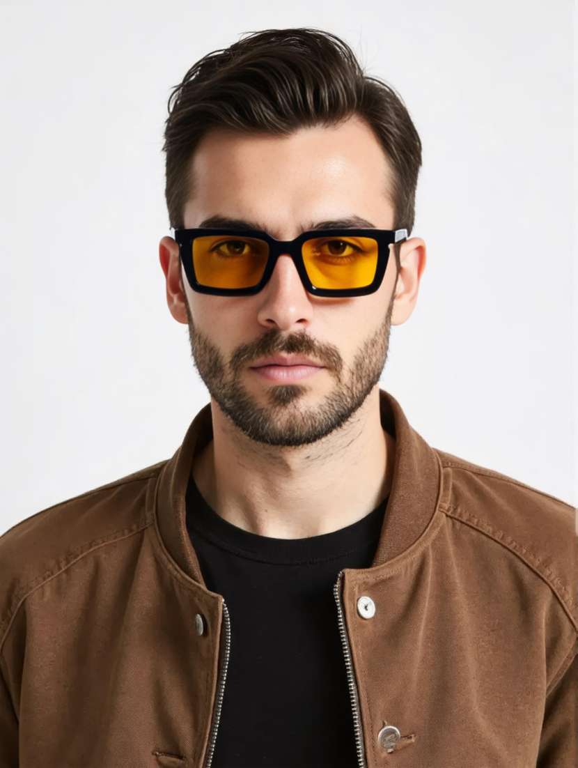 ted smith unisex rectangle black sunglasses with uv protected lenses - 22146530 - Standard Image - 5