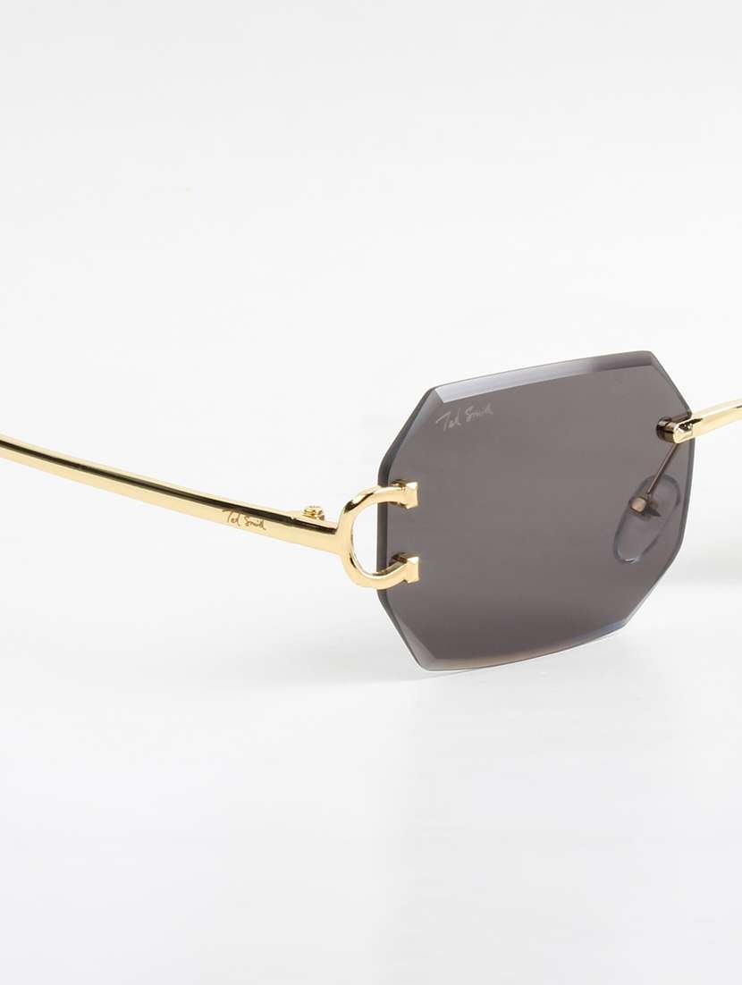 ted smith unisex rimless octagon gold black sunglasses with uv protected lenses - 22146531 -  Standard Image - 5