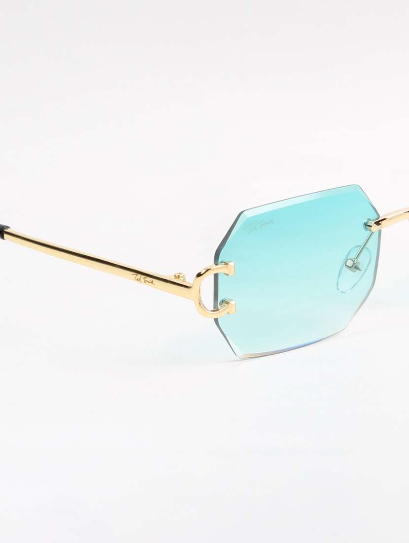 ted smith unisex rimless octagon gold black sunglasses with uv protected lenses - 22146533 -  Standard Image - 5