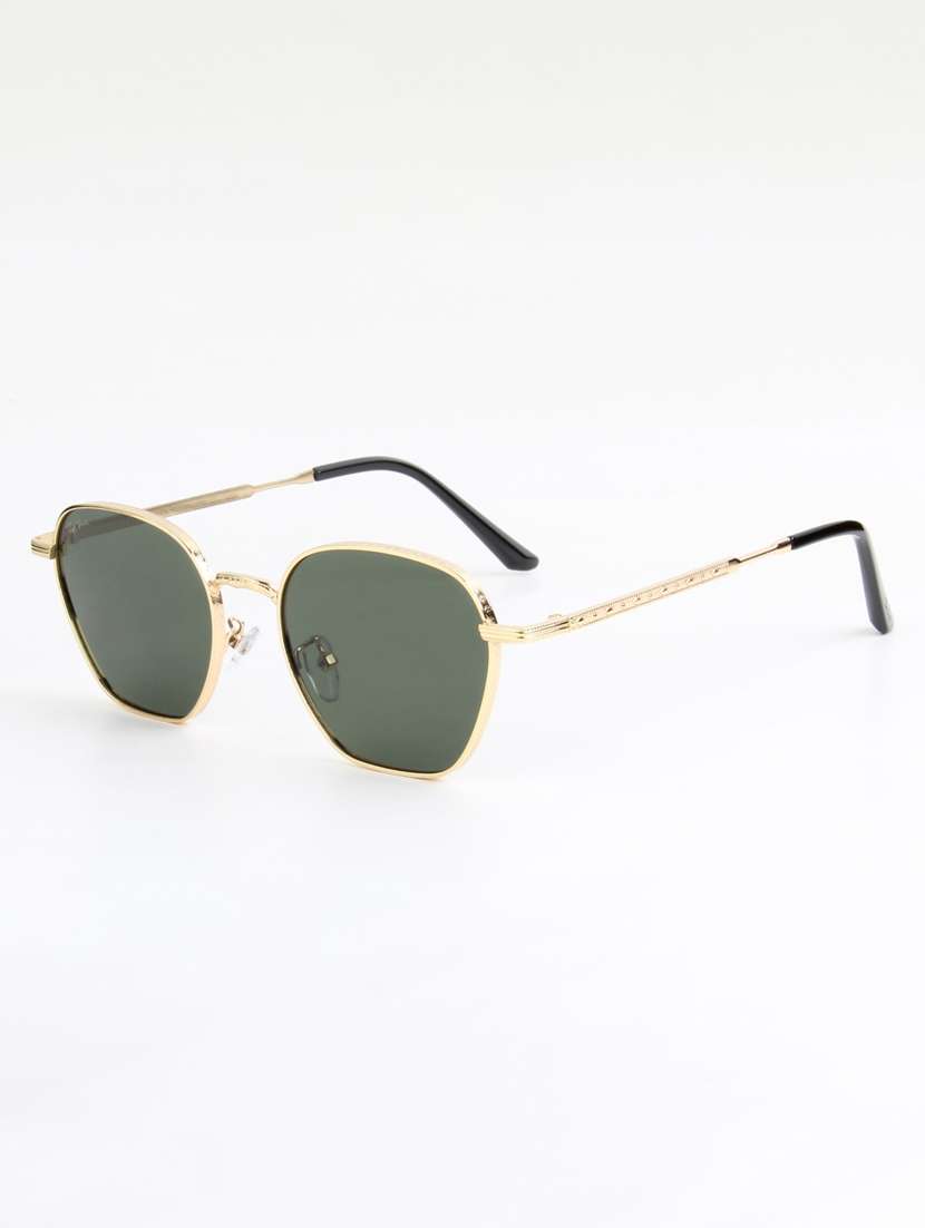 ted smith unisex hexagon gold green sunglasses with uv protected lenses - 22146534 -  Standard Image - 3