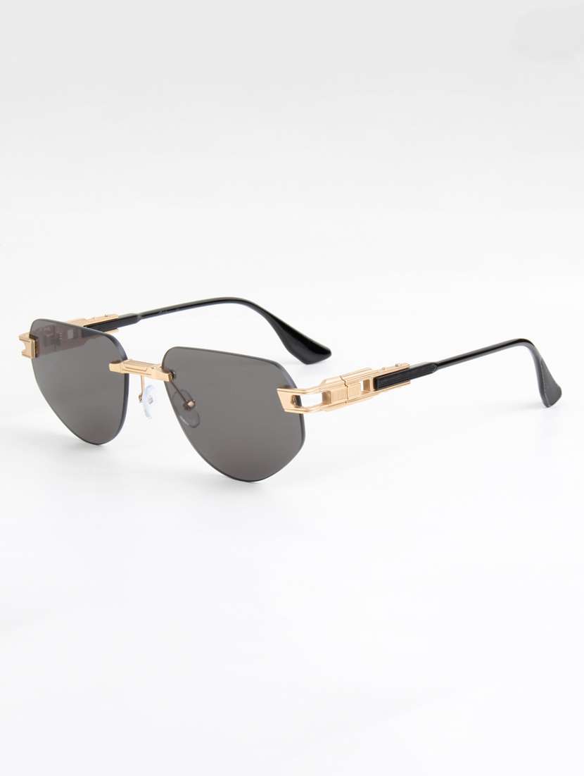 ted smith unisex rimless aviator gold black sunglasses with uv protected lenses - 22146537 -  Standard Image - 3