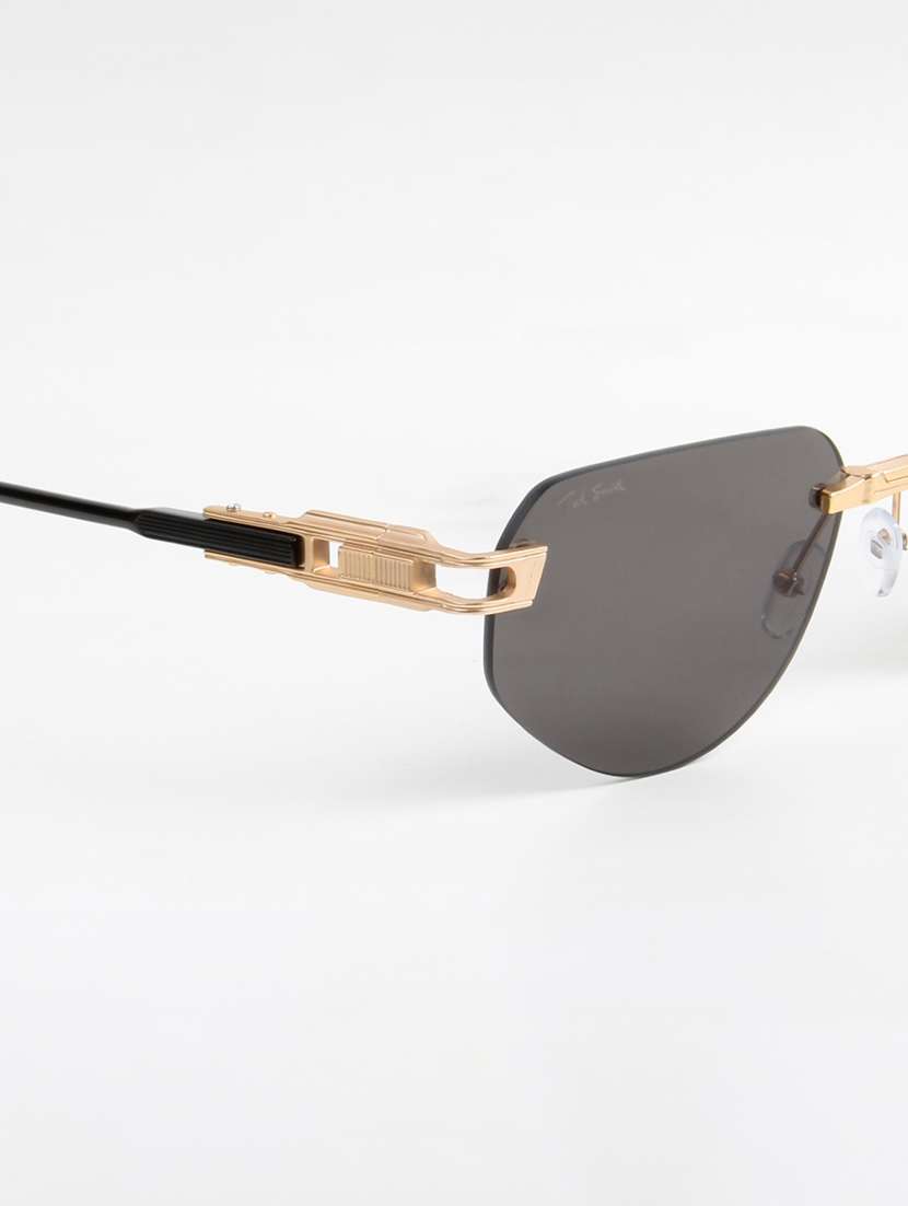 ted smith unisex rimless aviator gold black sunglasses with uv protected lenses - 22146537 -  Standard Image - 5