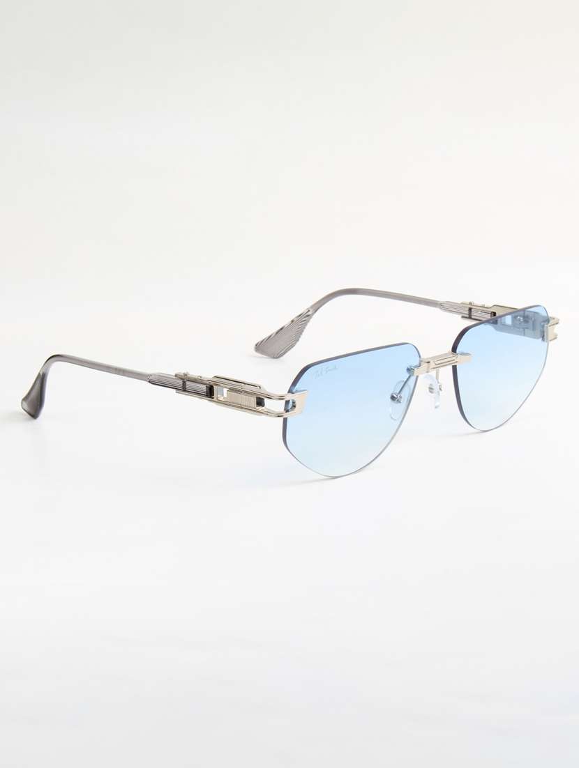 ted smith unisex rimless aviator gold black sunglasses with uv protected lenses - 22146538 -  Standard Image - 3