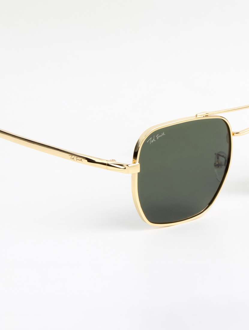 ted smith unisex aviator square gold green sunglasses with uv protected lenses - 22146540 -  Standard Image - 5