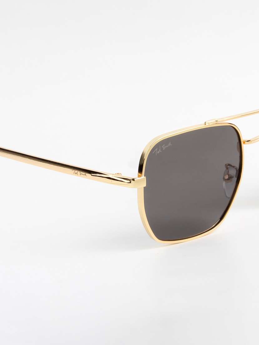 ted smith unisex aviator square gold green sunglasses with uv protected lenses - 22146541 -  Standard Image - 5