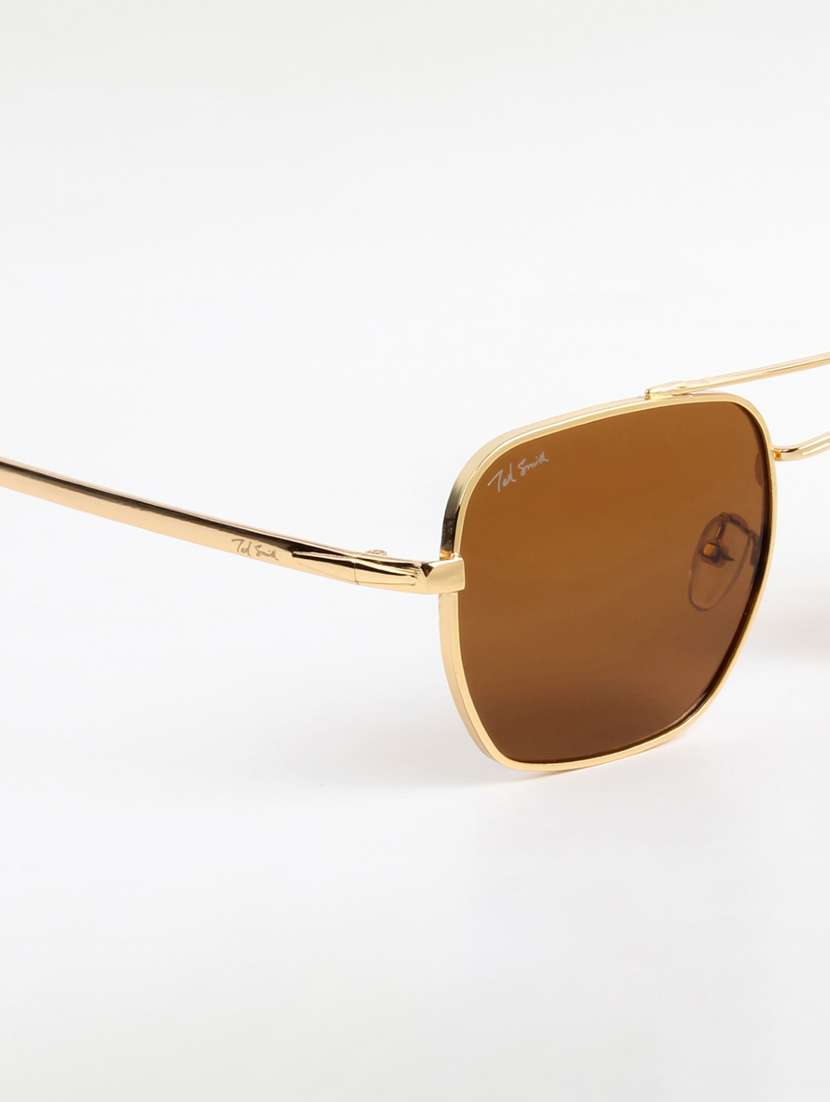 ted smith unisex aviator square gold green sunglasses with uv protected lenses - 22146542 -  Standard Image - 5