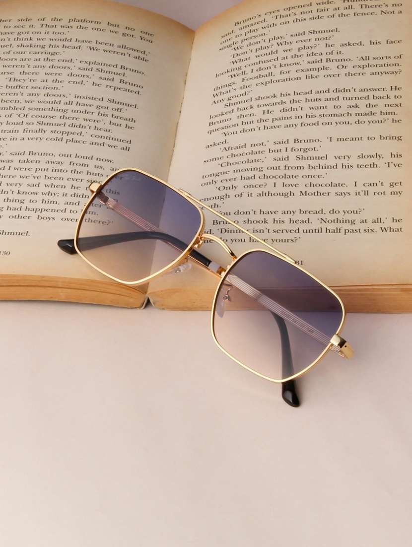 ted smith unisex aviator square gold green sunglasses with uv protected lenses