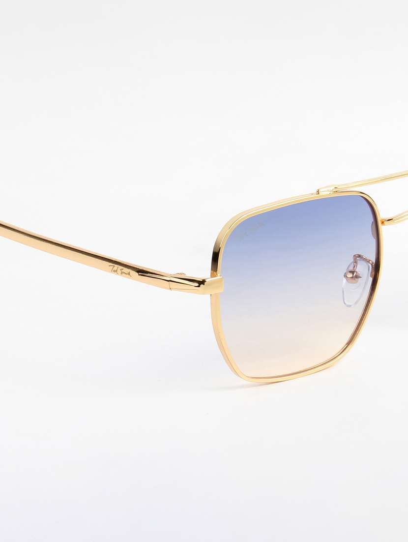 ted smith unisex aviator square gold green sunglasses with uv protected lenses - 22146543 -  Standard Image - 5
