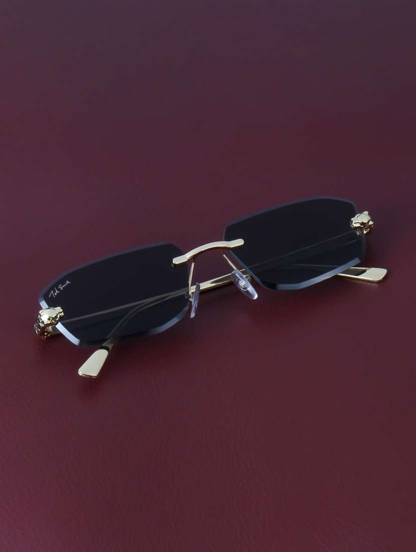 ted smith unisex diamond cut rimless gold brown uv protected sunglasses