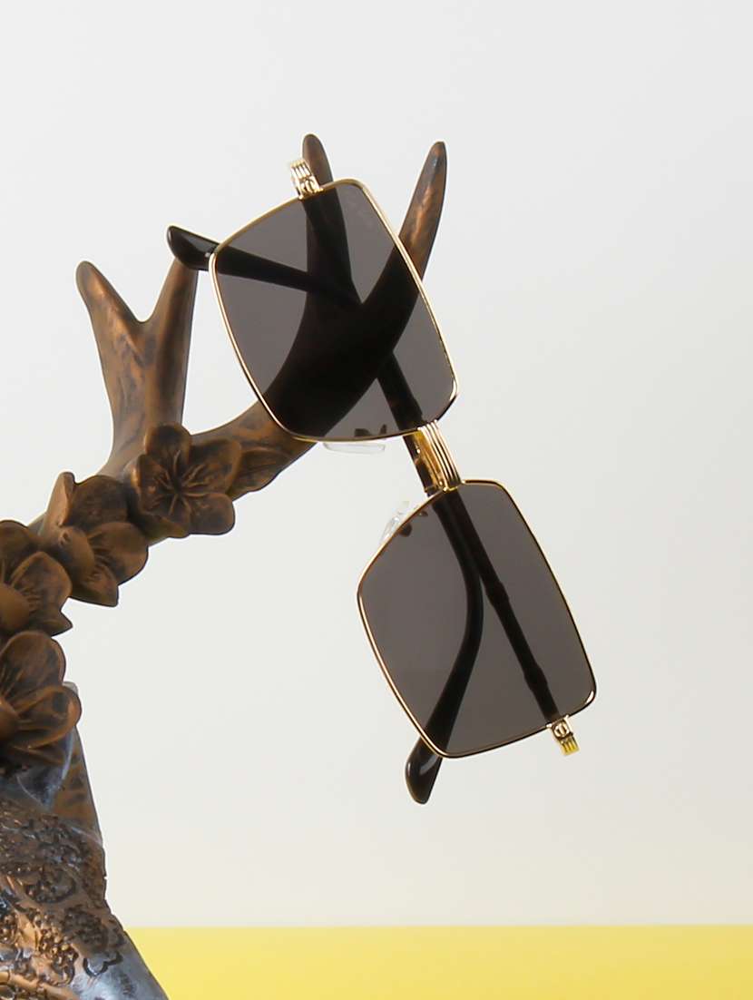 ted smith unisex square gold black sunglasses with uv protected lenses - 22146548 -  Zoom Image - 0