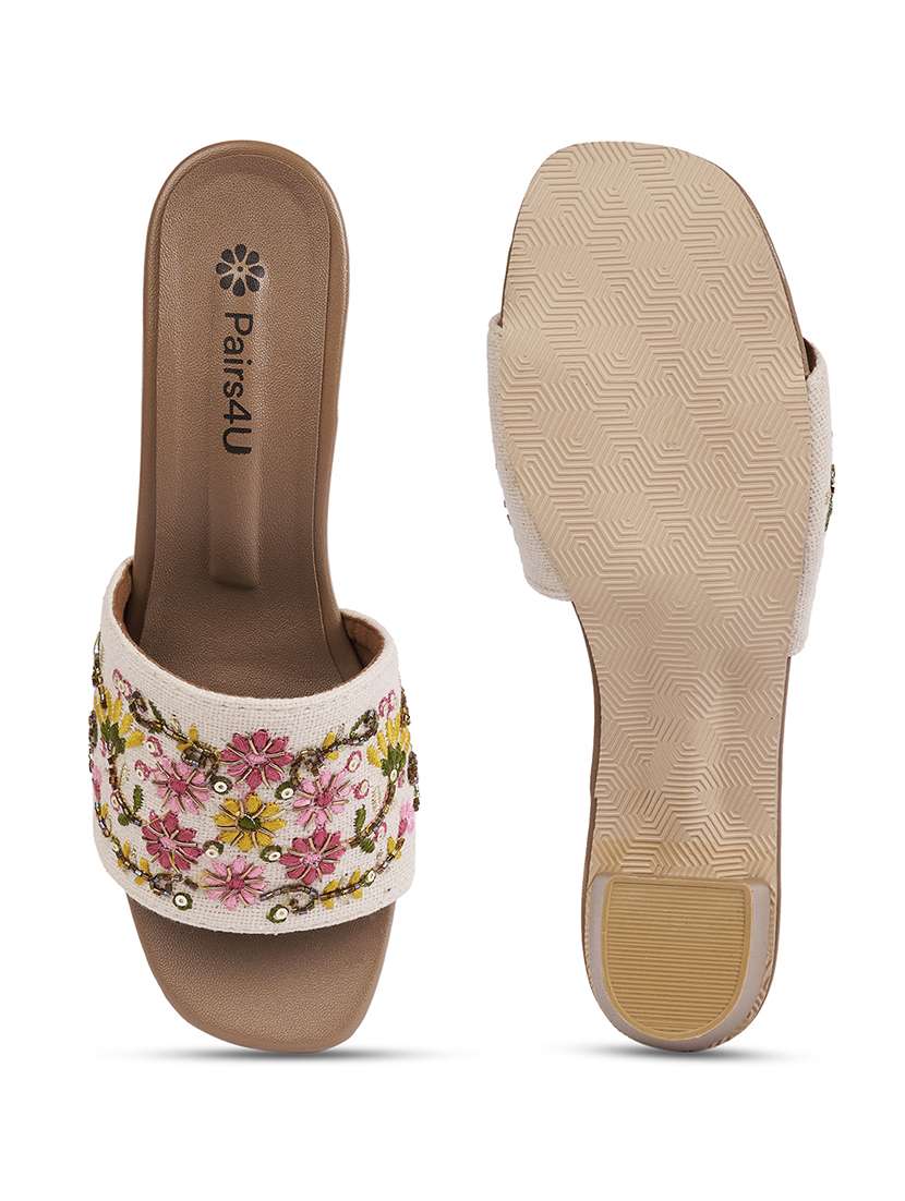 women embroidered slip on sandal - 22146560 -  Standard Image - 5