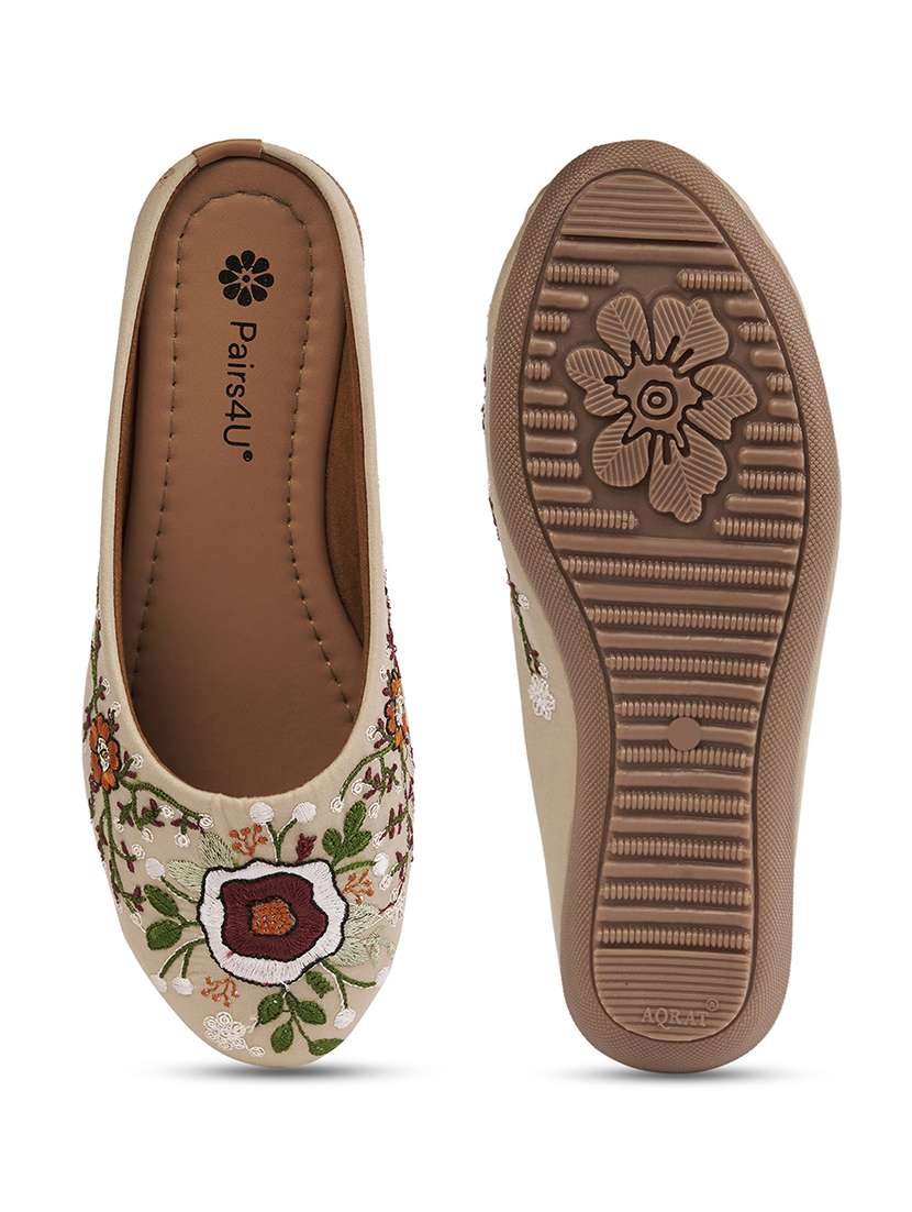 women embroidered slip on jutis - 22146566 -  Standard Image - 5