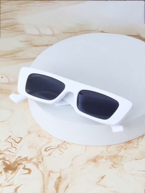 ted smith unisex browline rectangle white black uv protected sunglasses - 22146584 -  Standard Image - 0