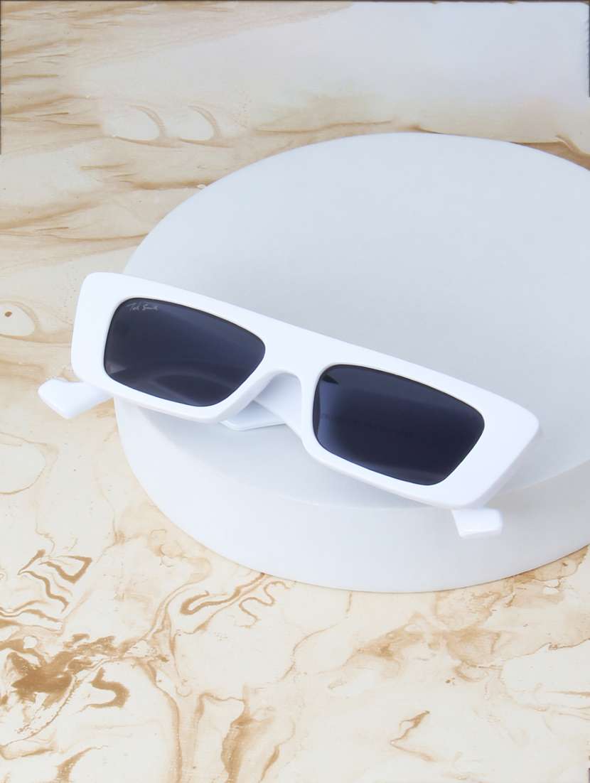 ted smith unisex browline rectangle white black uv protected sunglasses - 22146584 -  Zoom Image - 0