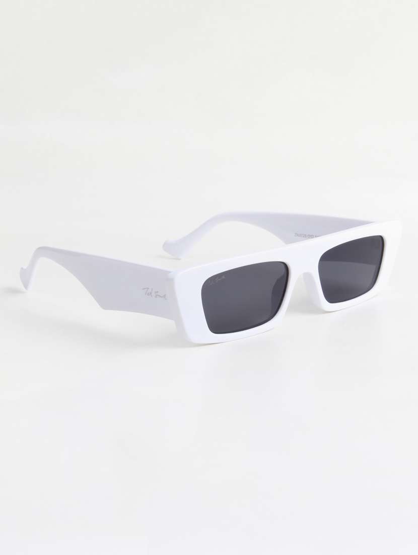 ted smith unisex browline rectangle white black uv protected sunglasses - 22146584 - Standard Image - 3