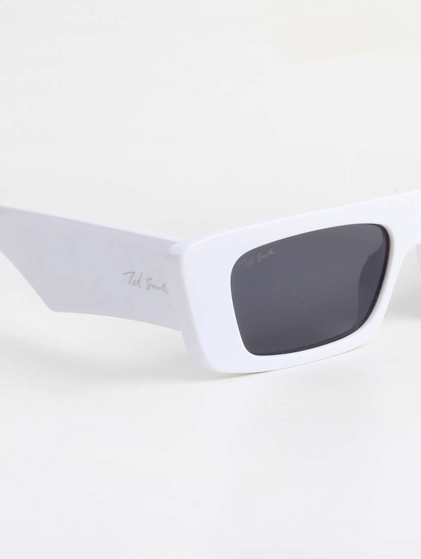ted smith unisex browline rectangle white black uv protected sunglasses - 22146584 - Standard Image - 5