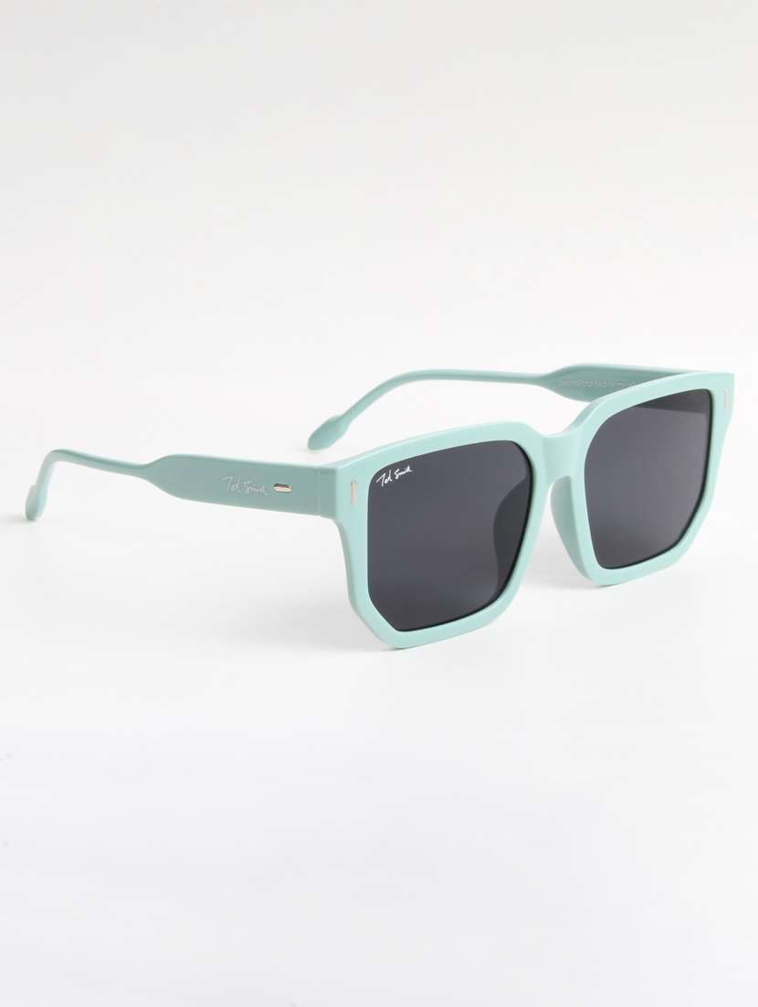 ted smith unisex aqua green square sunglasses with uv protected lenses - 22146586 -  Standard Image - 3